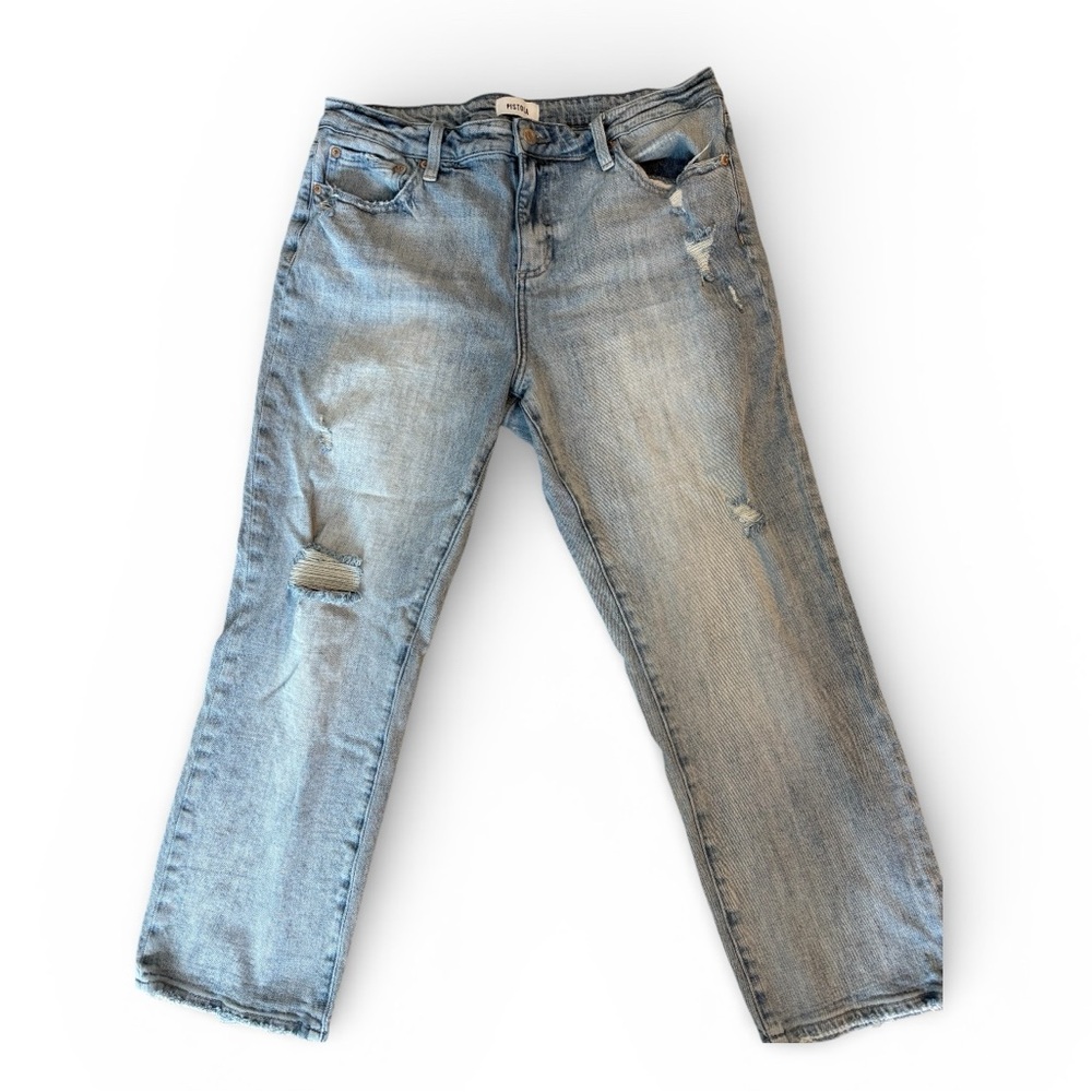 Pistola Distressed Light Wash Straight Leg Jeans Size 32 - Picture 2 of 7